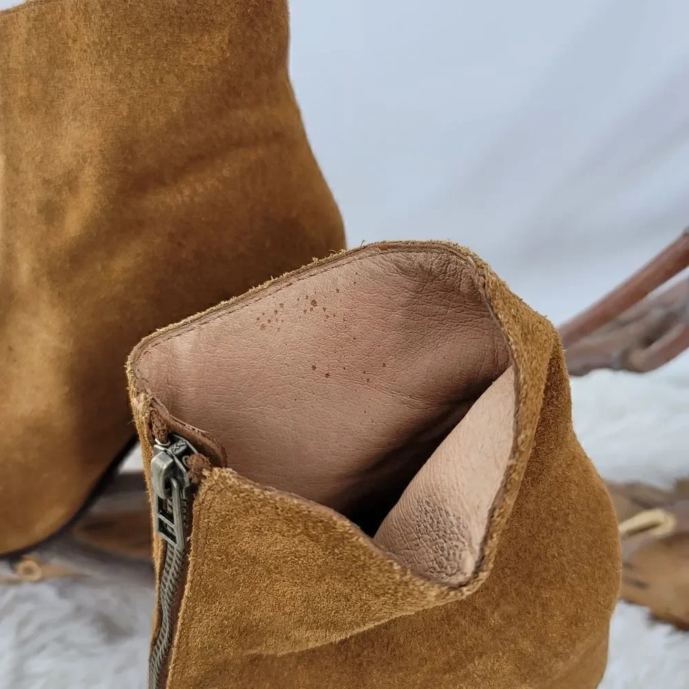Madewell suede block heel bootie Amalia